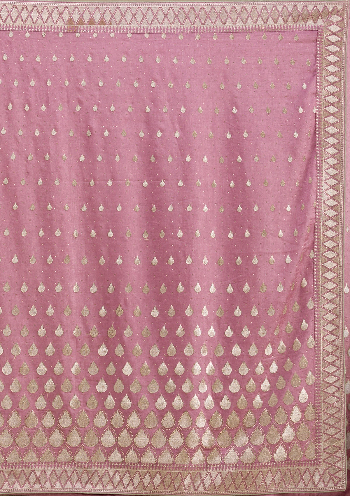 Onion Pink Zariwork Soft Silk Saree-Koskii