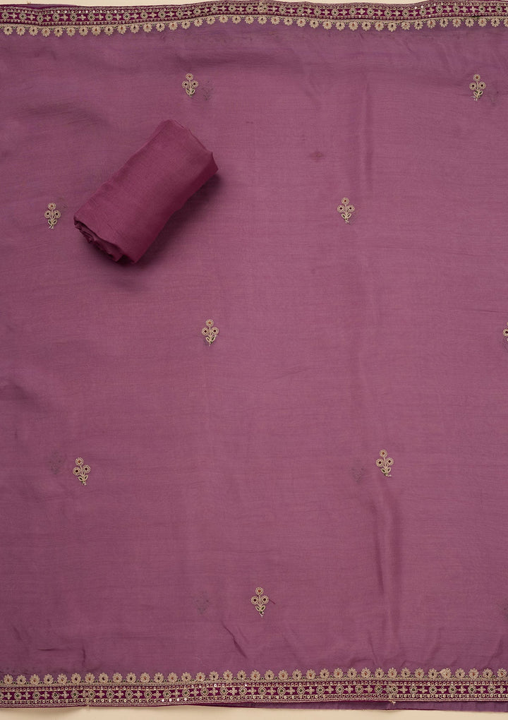 Onion Pink Zariwork Tissue Unstitched Salwar Suit-Koskii