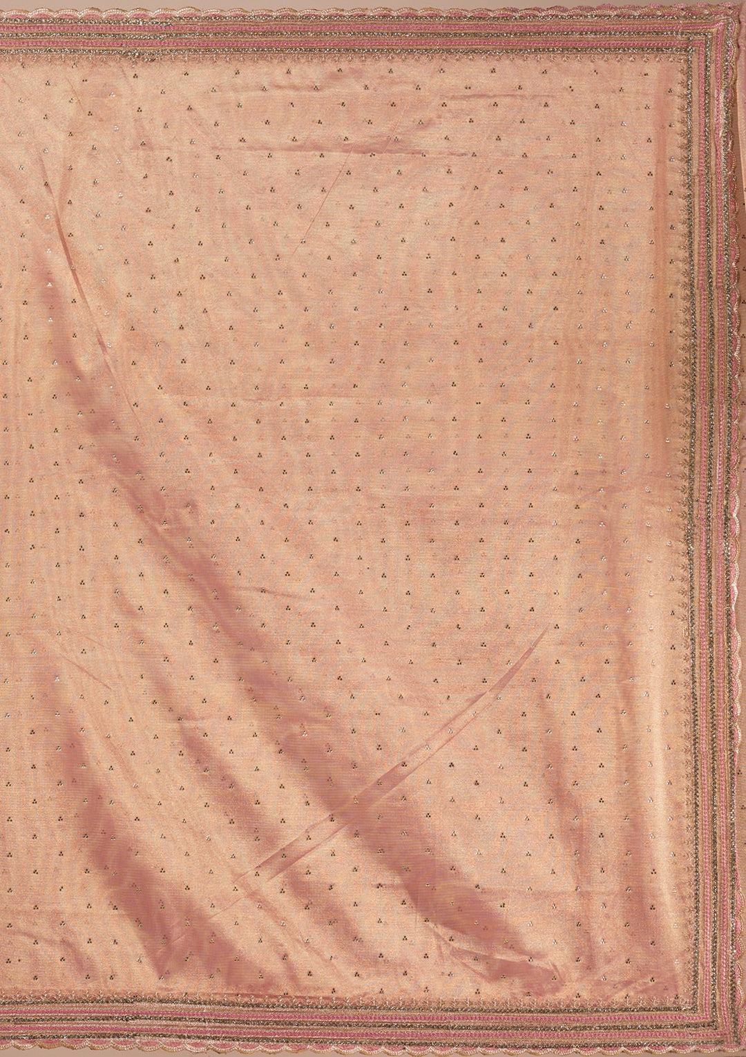 Onion Pink Zariwork Tissue Saree-Koskii