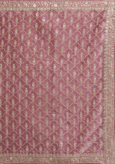 Onion Pink Zariwork Tissue Saree-Koskii