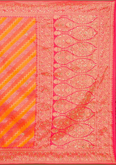 Orange Cutdana Art Silk Saree-Koskii