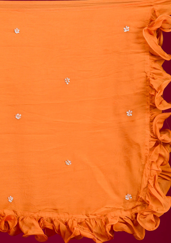 Orange Cutdana Georgette Readymade Lehenga