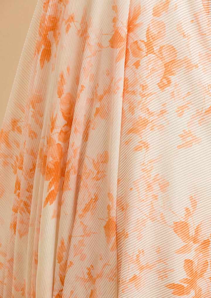 Orange Cutdana Lycra Readymade Lehenga-Koskii