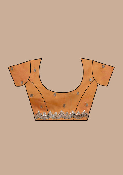Orange Printed Organza Saree-Koskii
