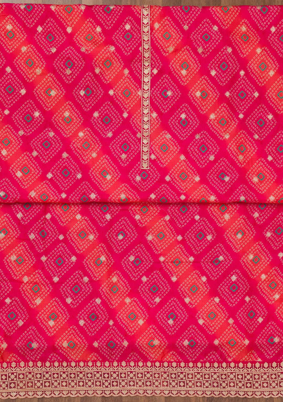 Orange Printed Tissue Unstitched Salwar Suit-Koskii