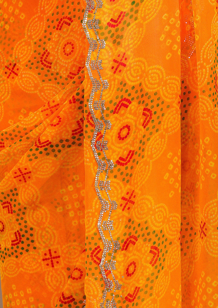 Orange Stonework Georgette Saree-Koskii
