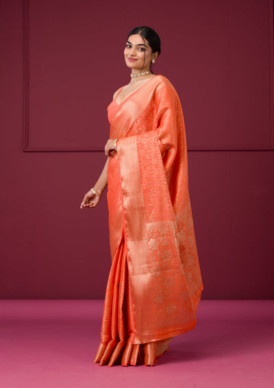 Orange Zariwork Art Silk Saree