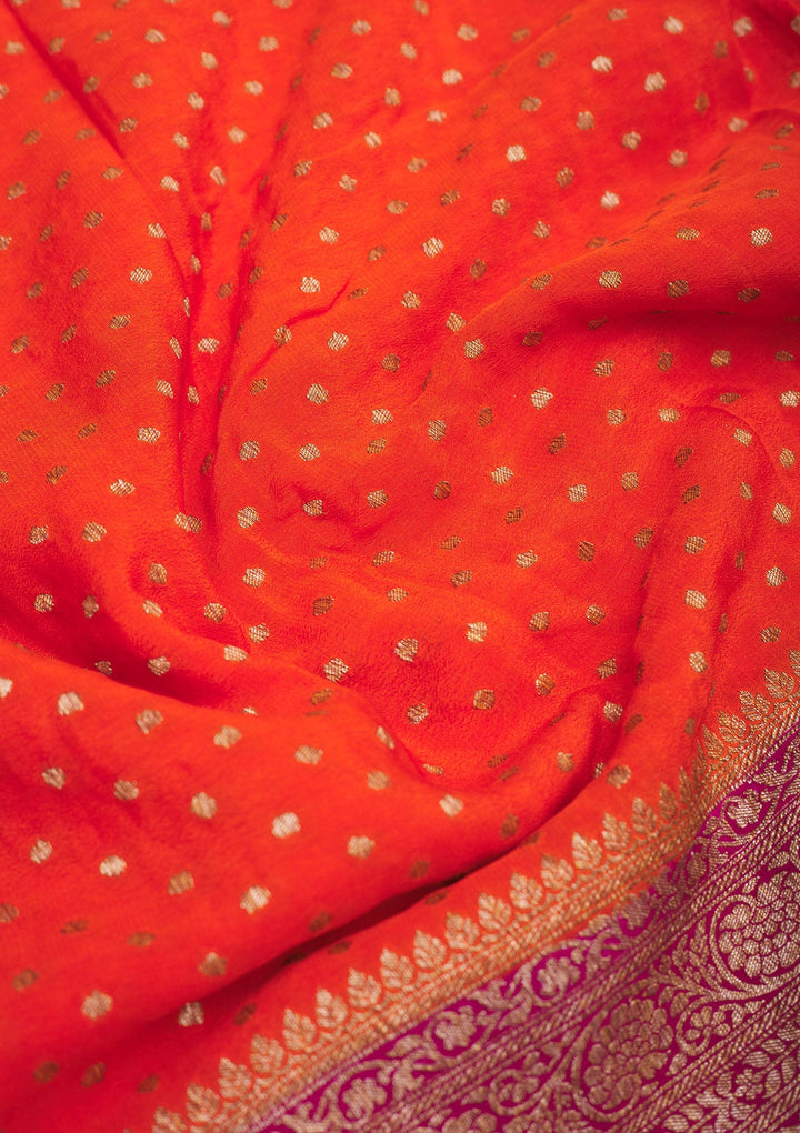 Orange Zariwork Pure Silk Saree
