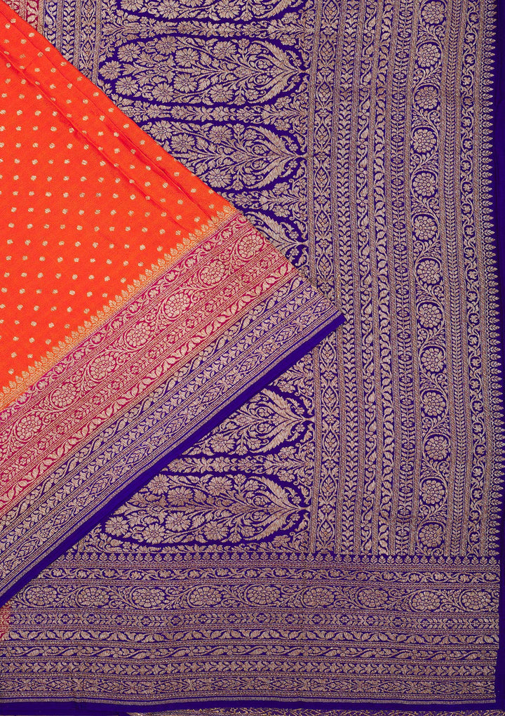 Orange Zariwork Pure Silk Saree