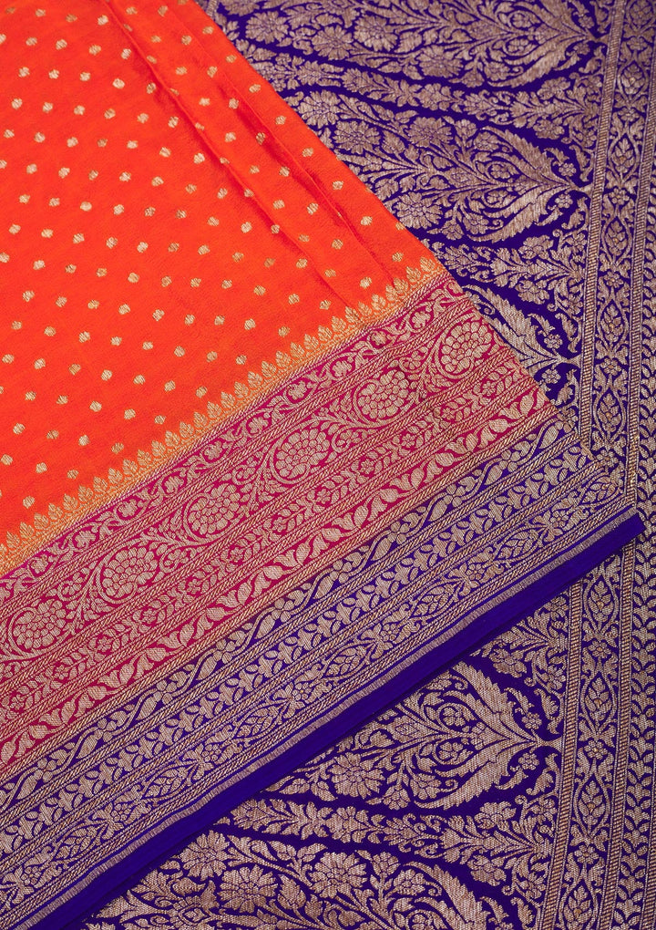 Orange Zariwork Pure Silk Saree