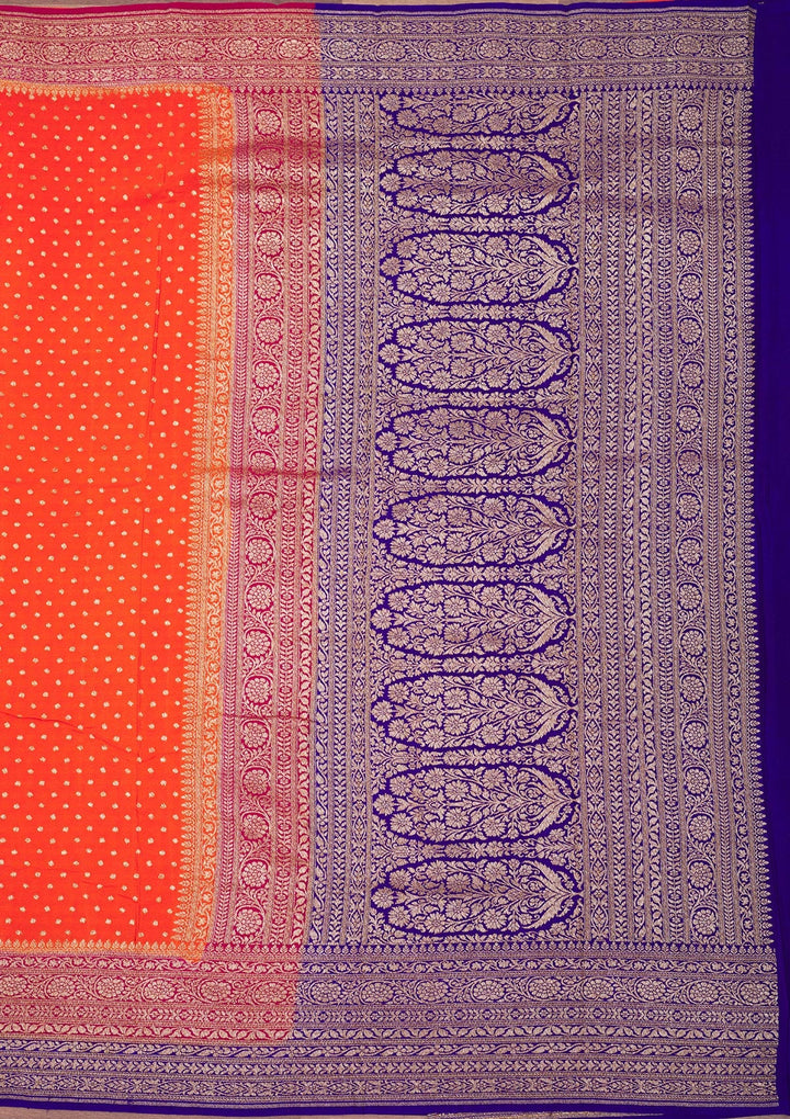 Orange Zariwork Pure Silk Saree