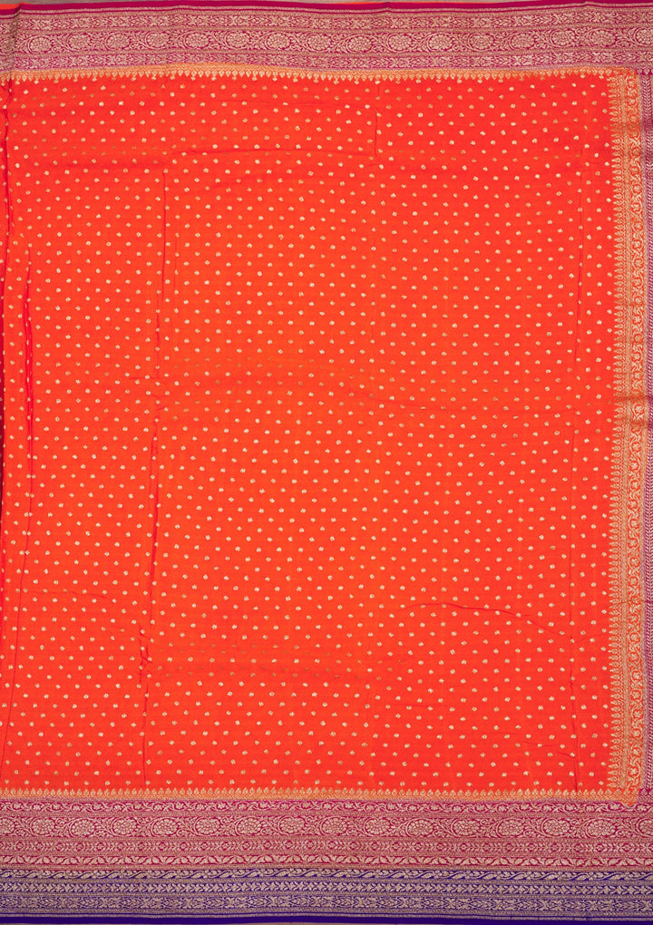 Orange Zariwork Pure Silk Saree