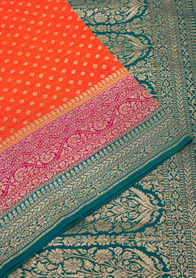 Orange Zariwork Pure Silk Saree