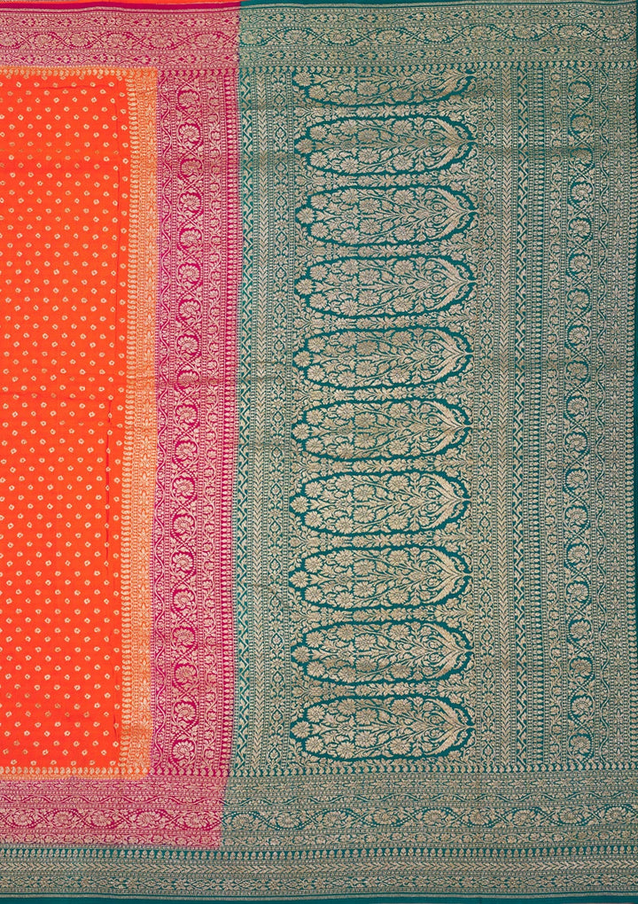 Orange Zariwork Pure Silk Saree