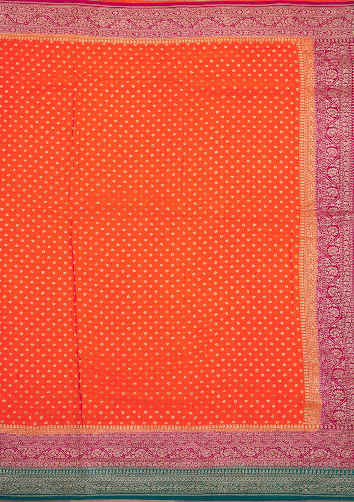 Orange Zariwork Pure Silk Saree