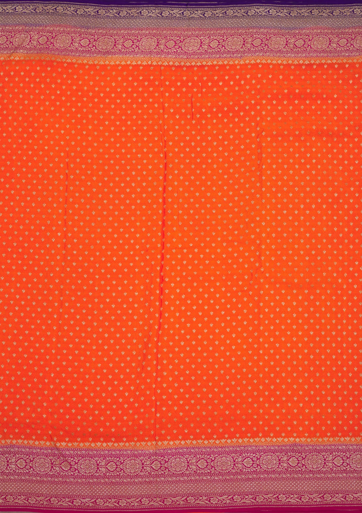 Orange Zariwork Pure Silk Saree
