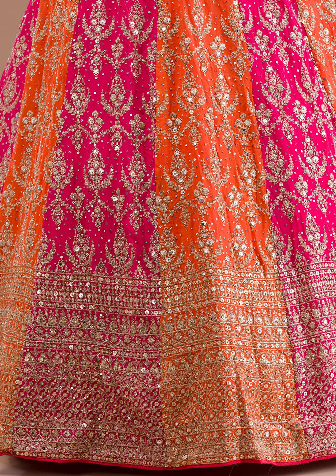 Orange Zariwork Georgette Readymade Lehenga-Koskii