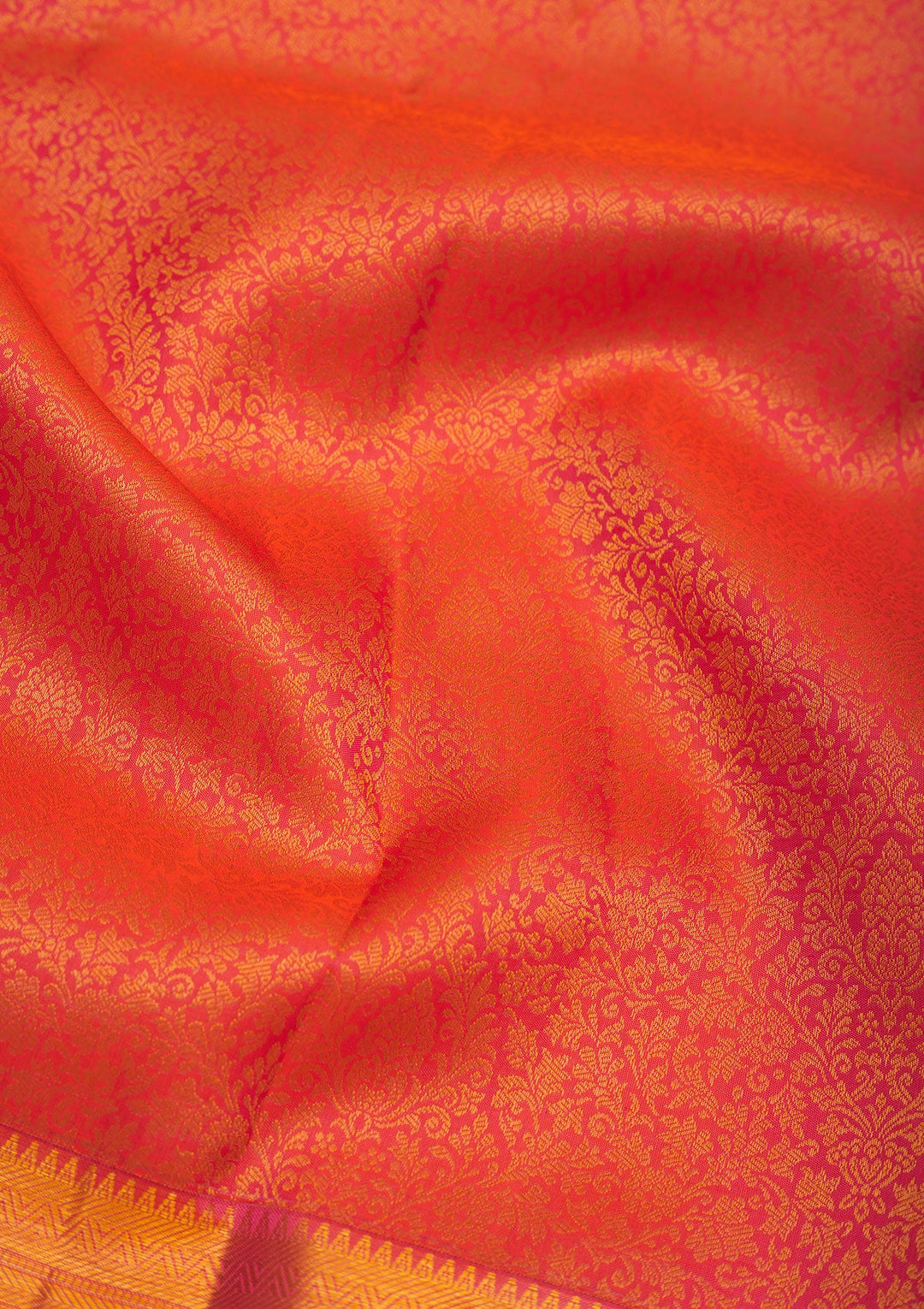 Orange Zariwork Pure Silk Saree-Koskii