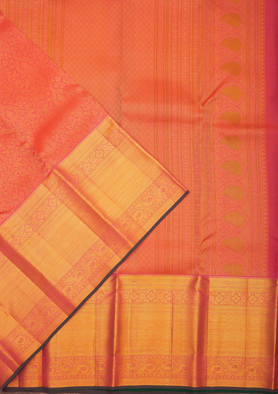 Orange Zariwork Pure Silk Saree-Koskii