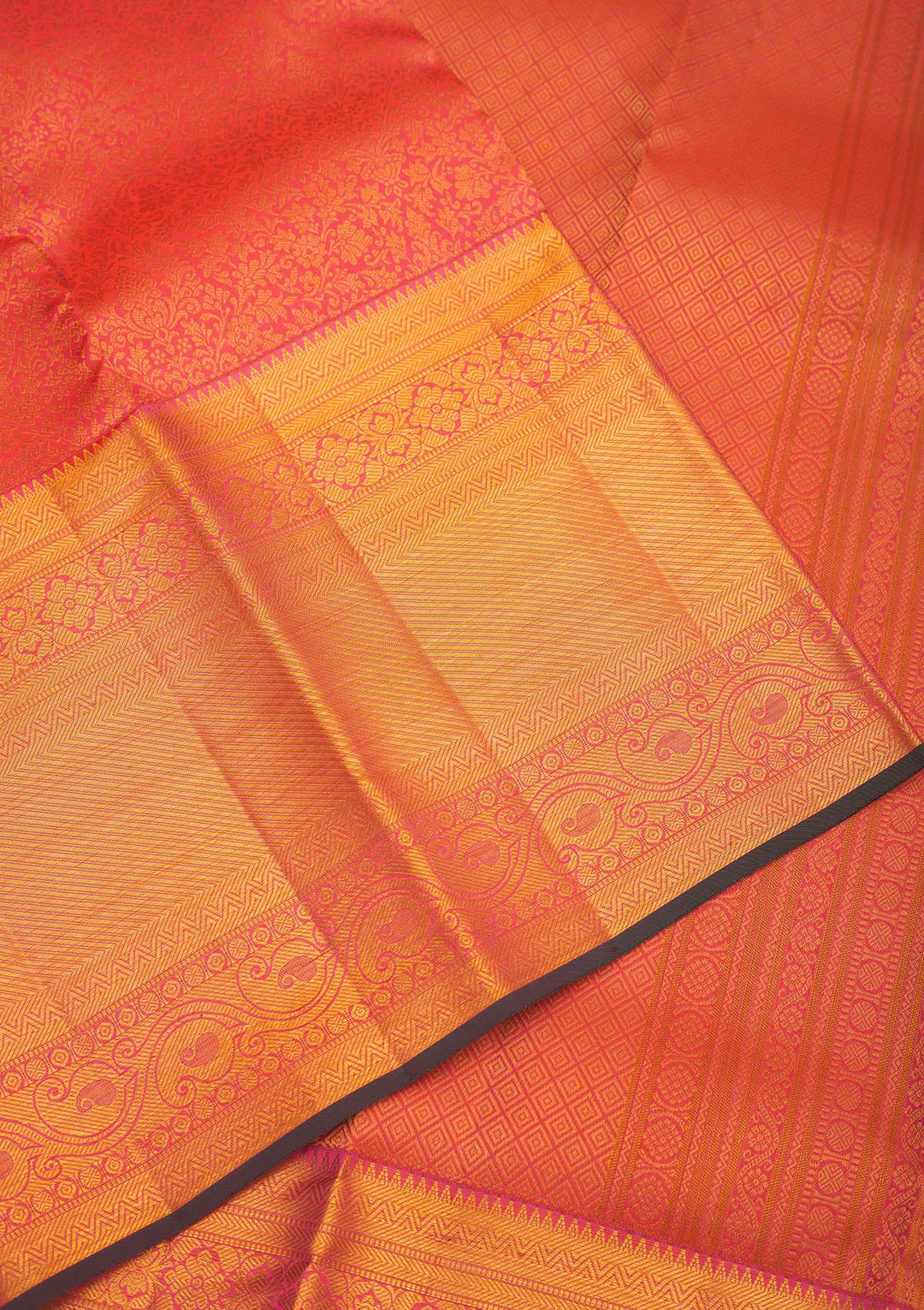 Orange Zariwork Pure Silk Saree-Koskii