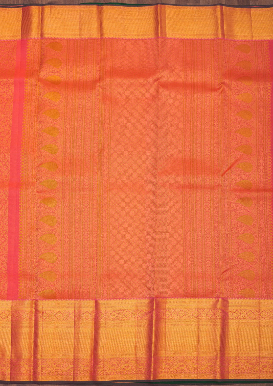 Orange Zariwork Pure Silk Saree-Koskii