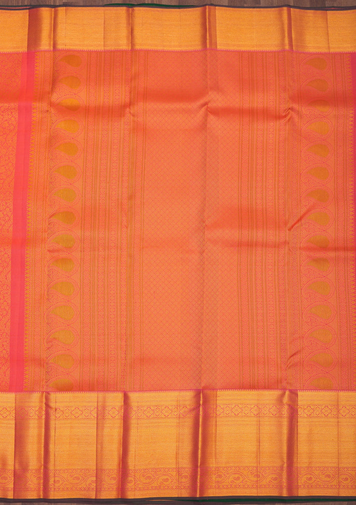 Orange Zariwork Pure Silk Saree-Koskii