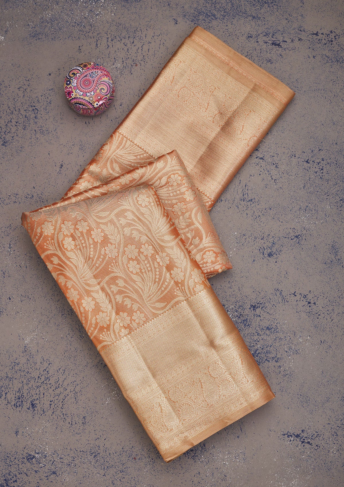 Orange Zariwork Pure Silk Saree-Koskii