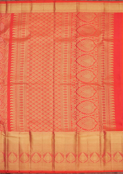 Orange Zariwork Pure Silk Saree-Koskii