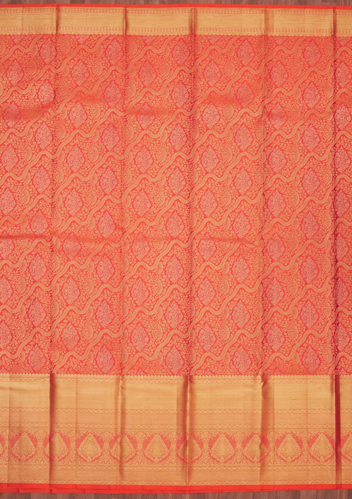 Orange Zariwork Pure Silk Saree-Koskii