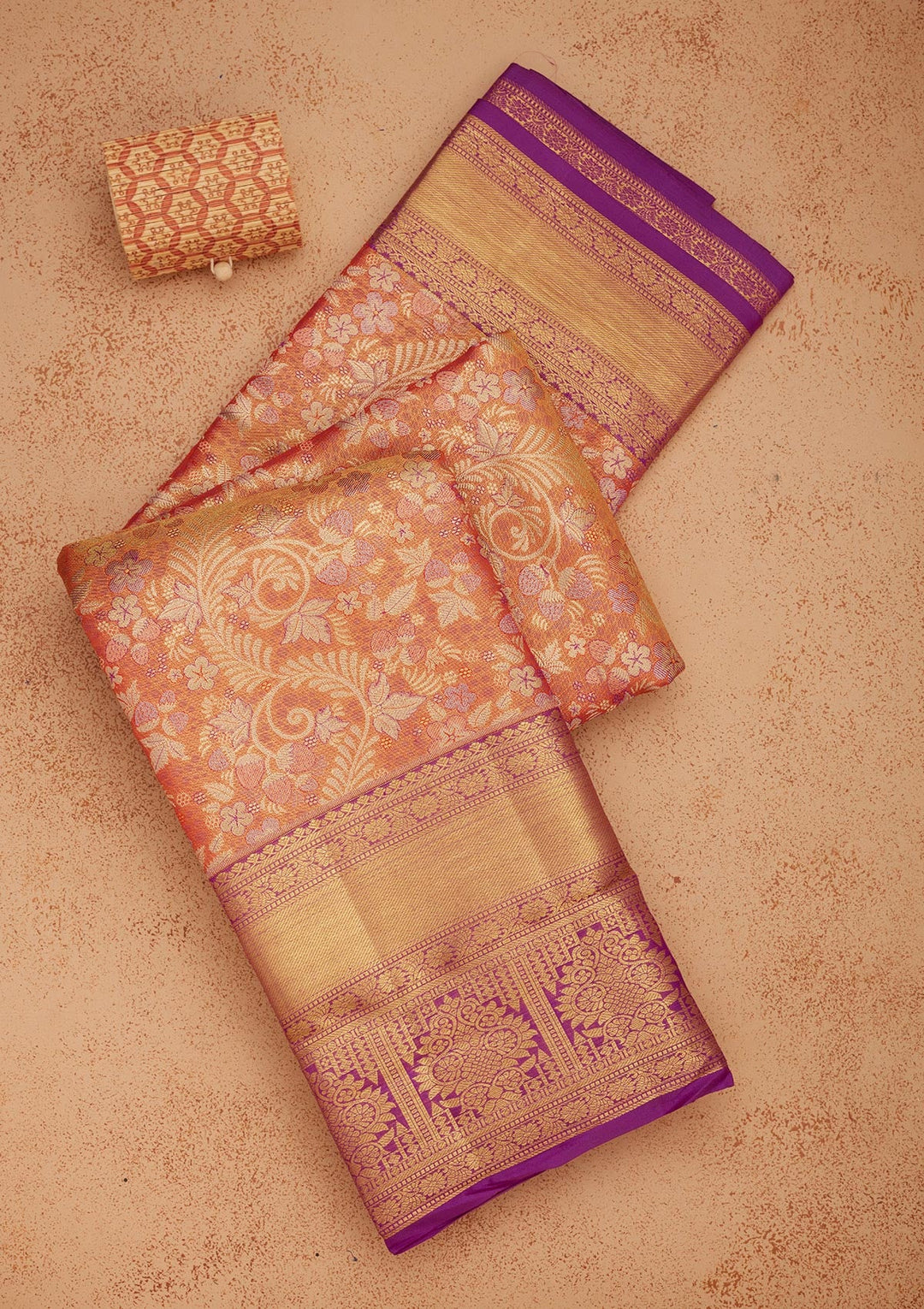 Orange Zariwork Pure Silk Saree-Koskii