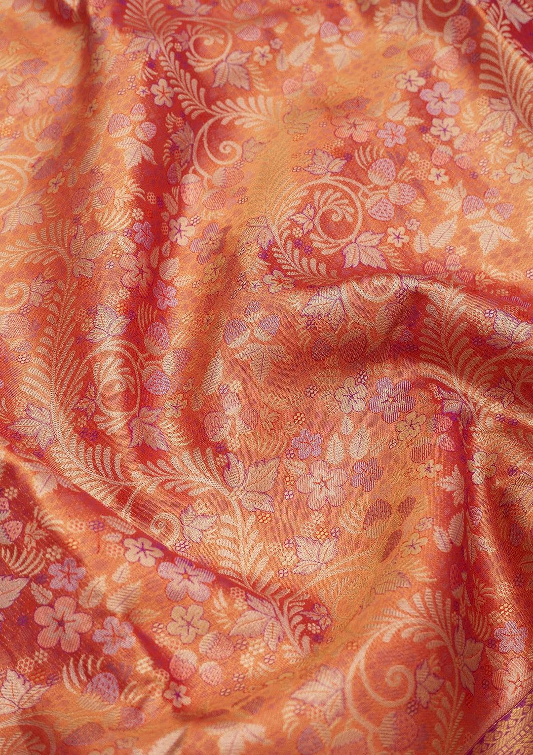 Orange Zariwork Pure Silk Saree-Koskii