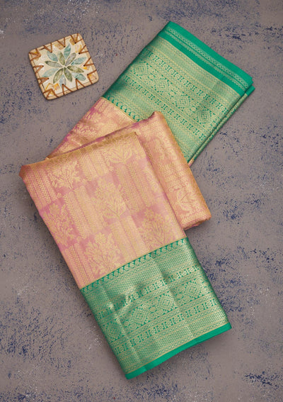 Orange Zariwork Pure Silk Saree-Koskii