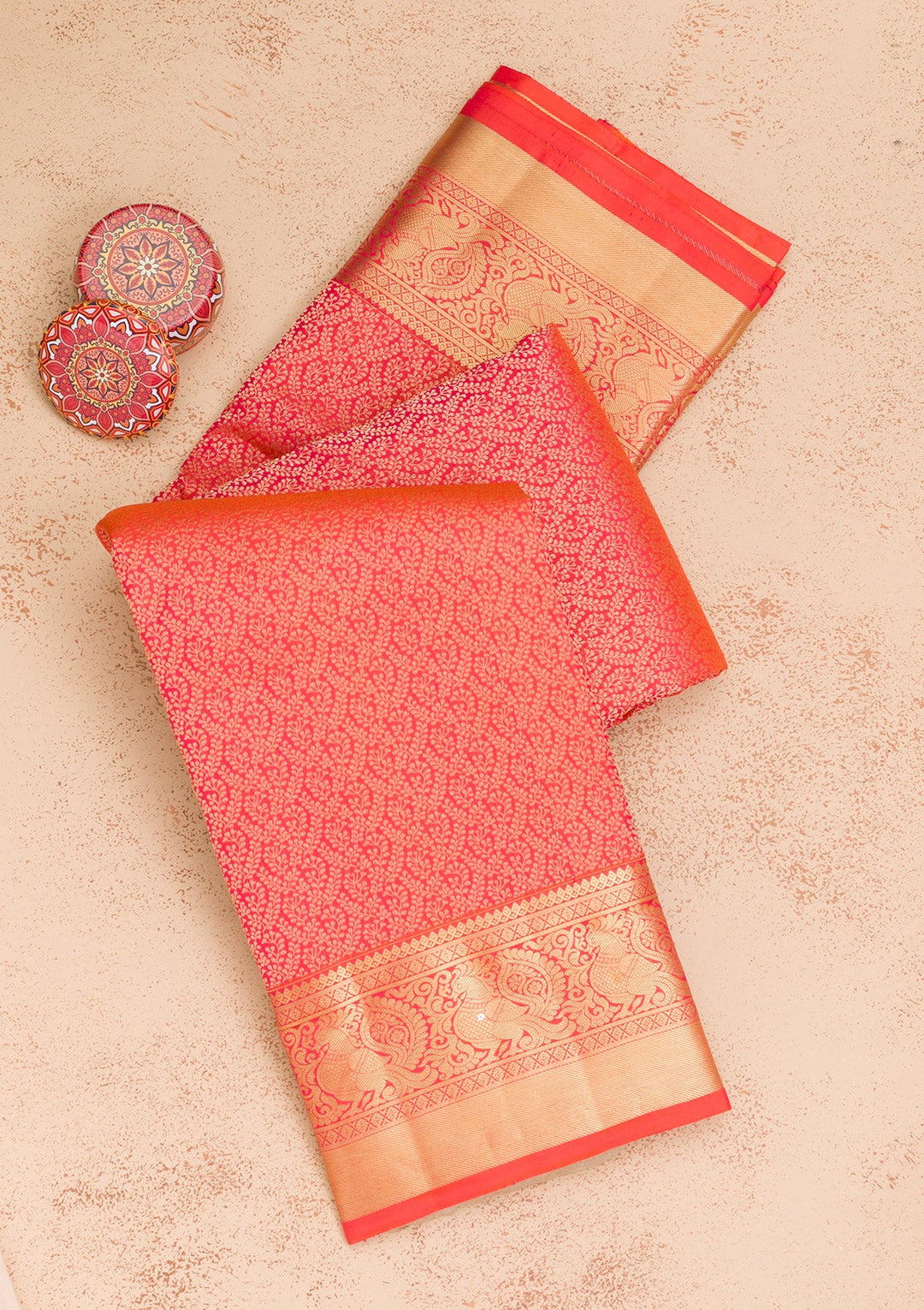 Orange Zariwork Pure Silk Saree-Koskii