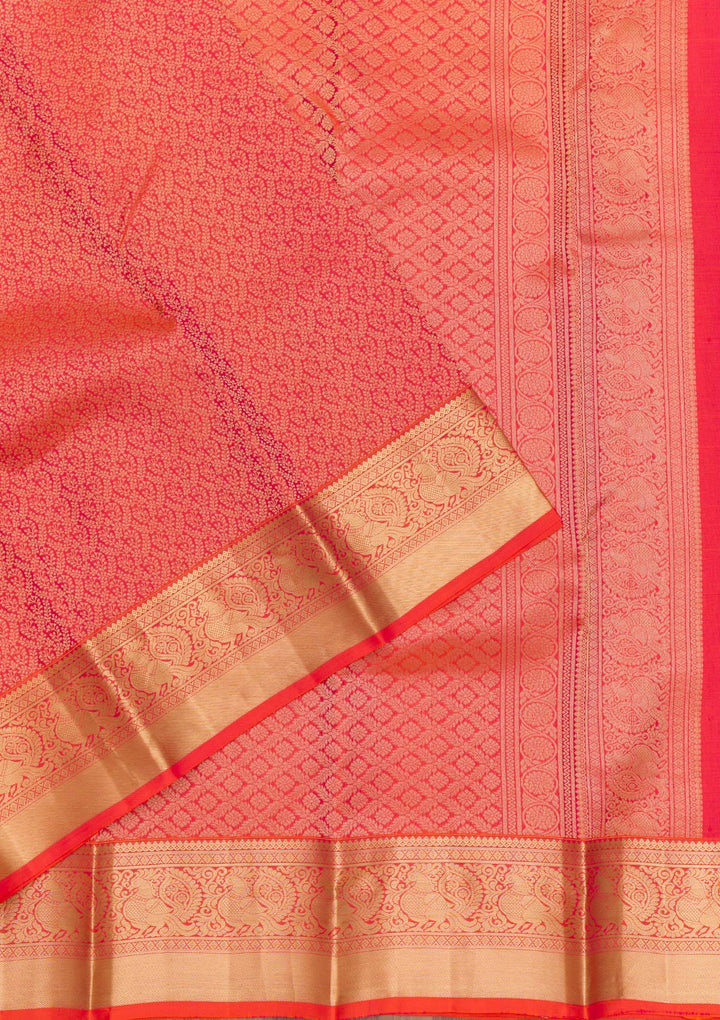 Orange Zariwork Pure Silk Saree-Koskii