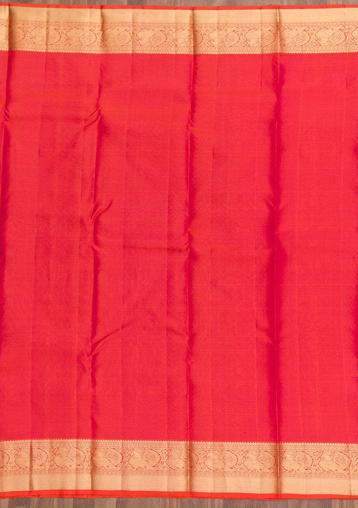 Orange Zariwork Pure Silk Saree-Koskii