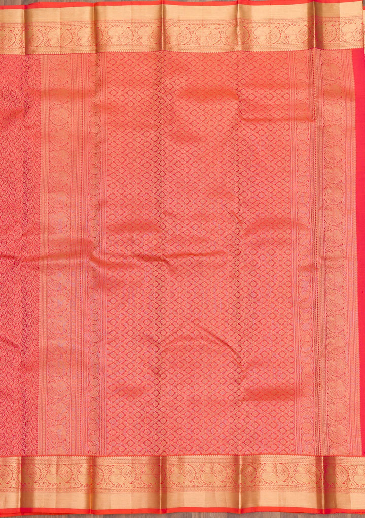 Orange Zariwork Pure Silk Saree-Koskii