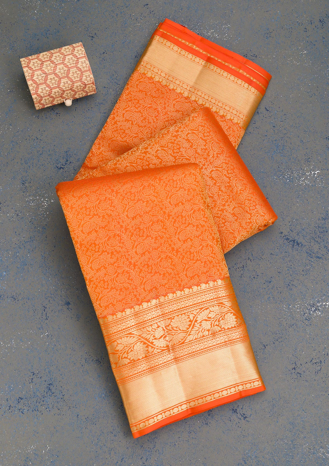 Orange Zariwork Pure Silk Saree-Koskii
