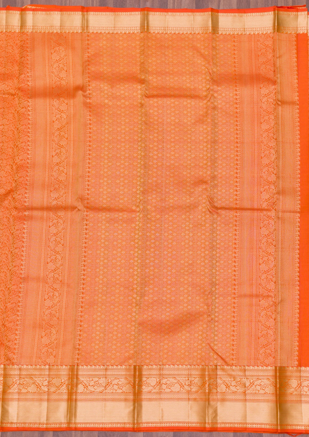 Orange Zariwork Pure Silk Saree-Koskii