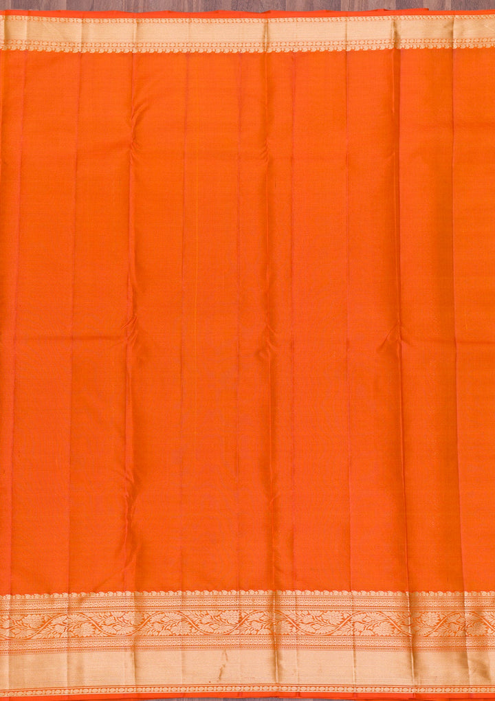Orange Zariwork Pure Silk Saree-Koskii