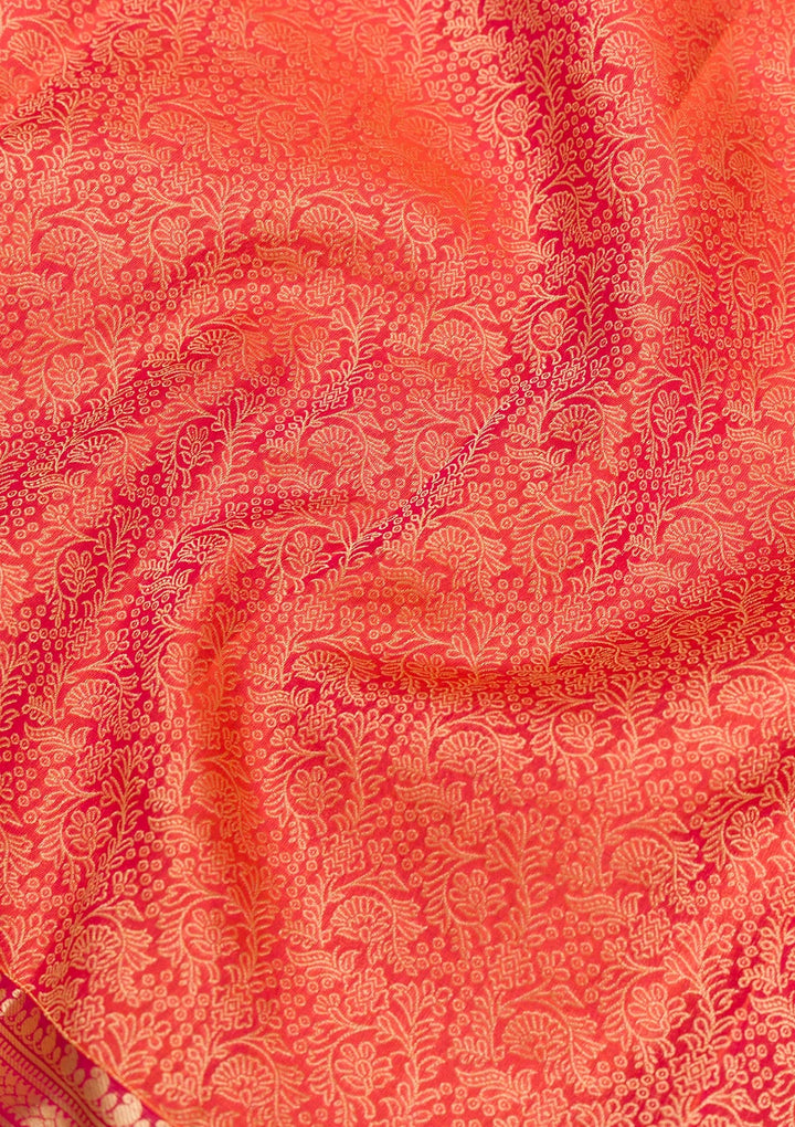 Orange Zariwork Pure Silk Saree-Koskii