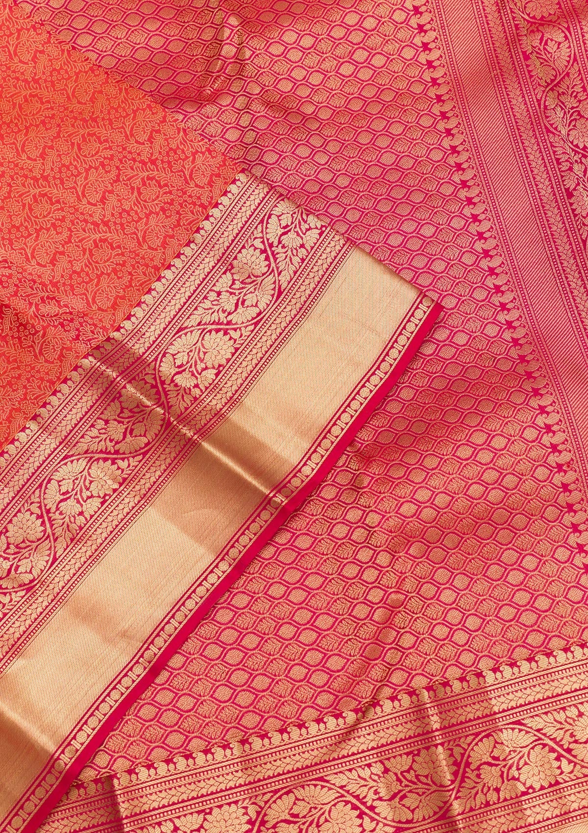 Orange Zariwork Pure Silk Saree-Koskii