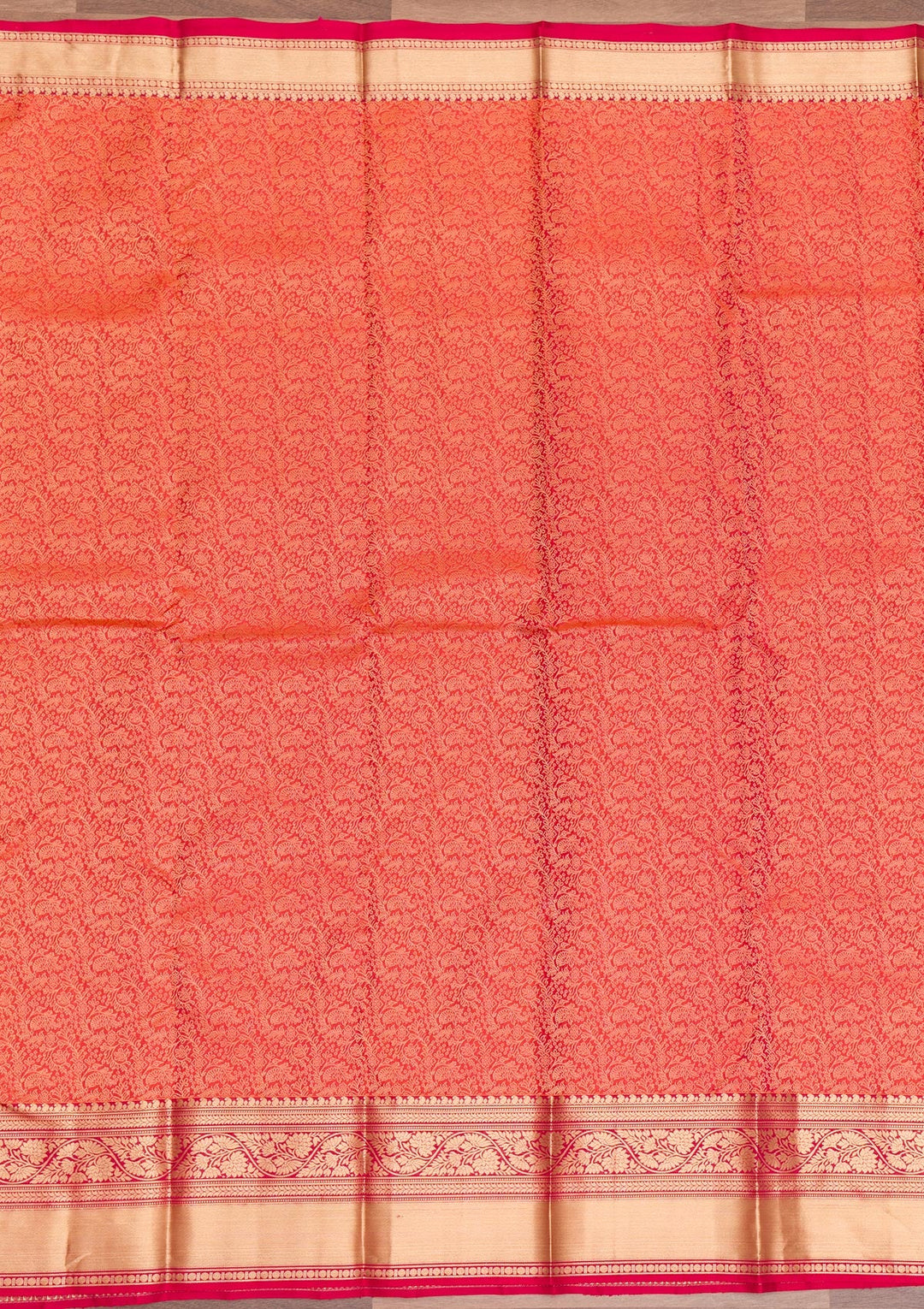 Orange Zariwork Pure Silk Saree-Koskii