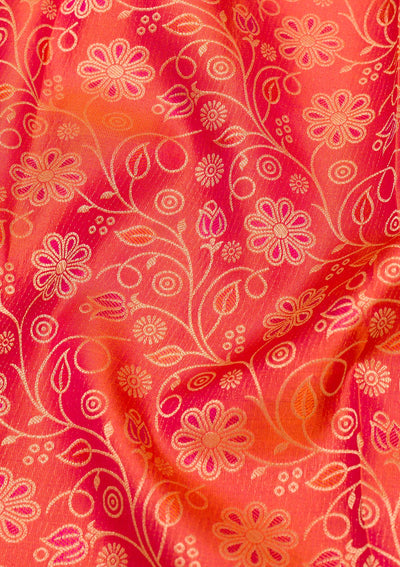 Orange Zariwork Pure Silk Saree-Koskii