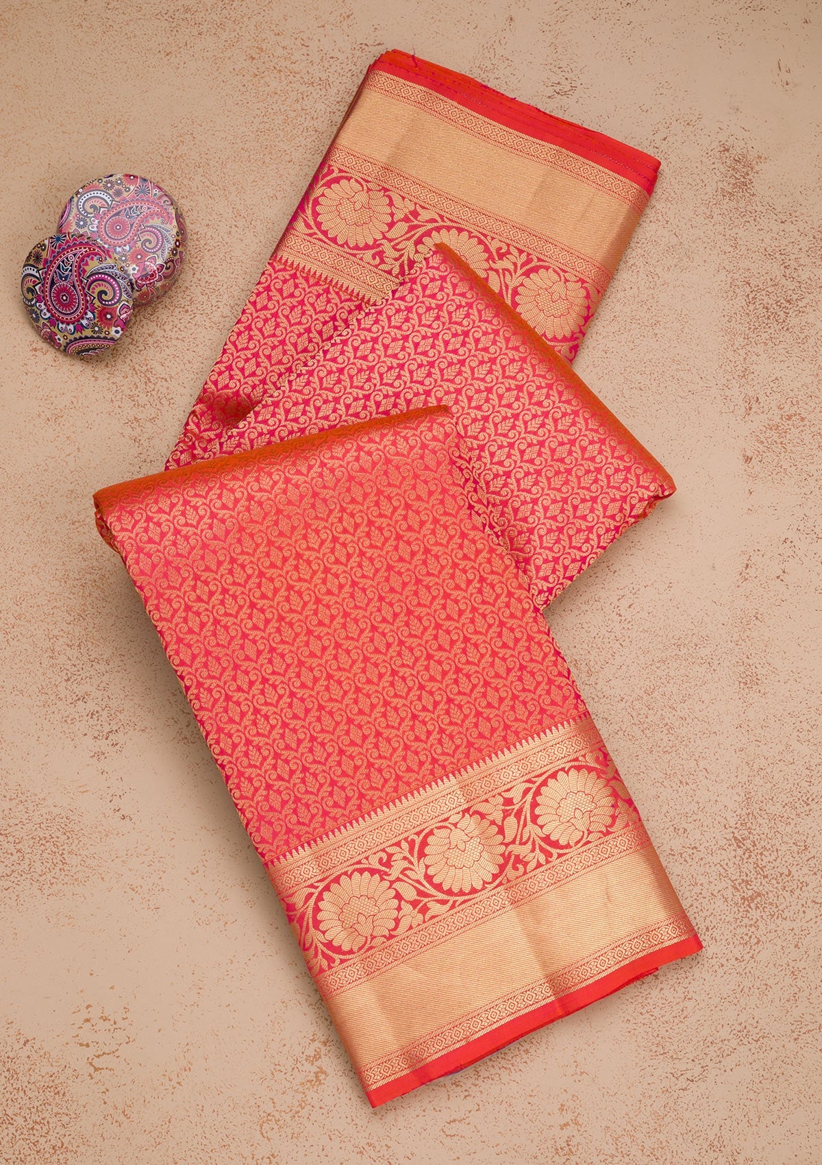 Orange Zariwork Pure Silk Saree-Koskii