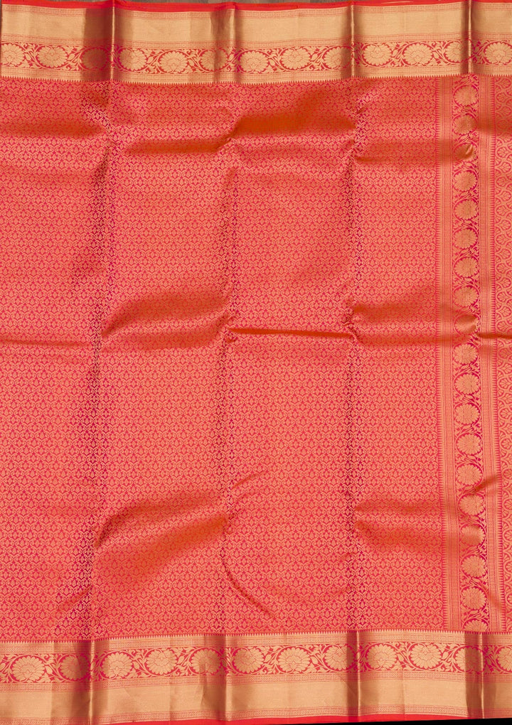 Orange Zariwork Pure Silk Saree-Koskii