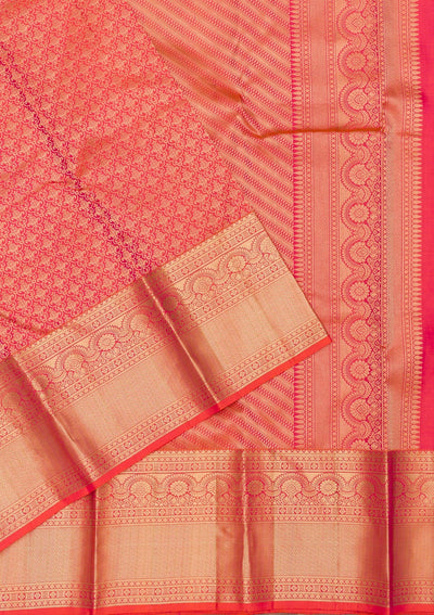 Orange Zariwork Pure Silk Saree-Koskii