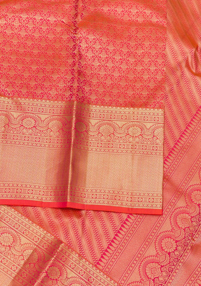 Orange Zariwork Pure Silk Saree-Koskii