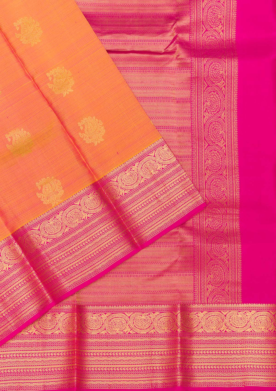 Orange Zariwork Pure Silk Saree-Koskii