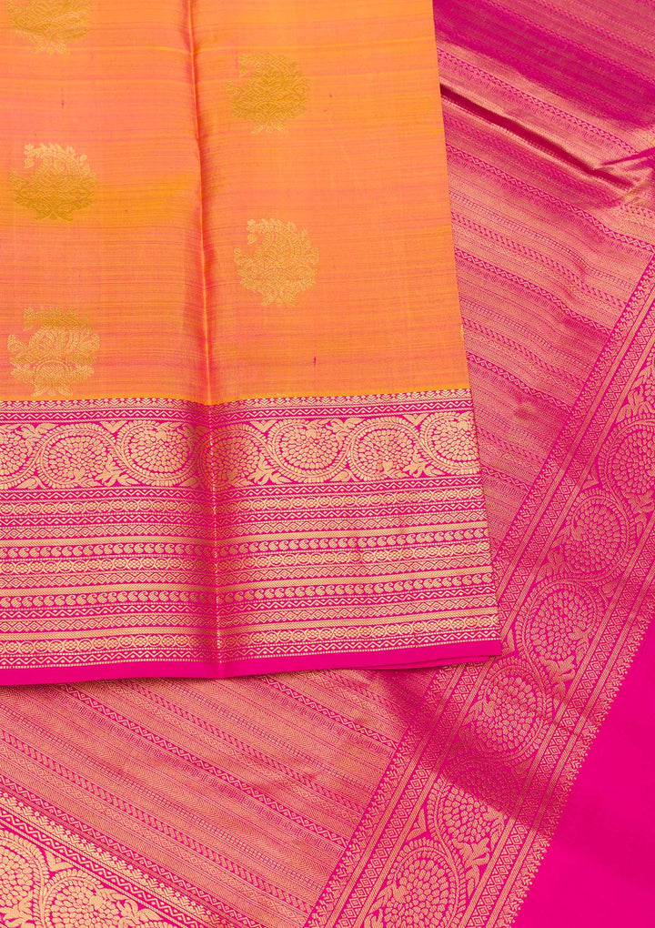 Orange Zariwork Pure Silk Saree-Koskii