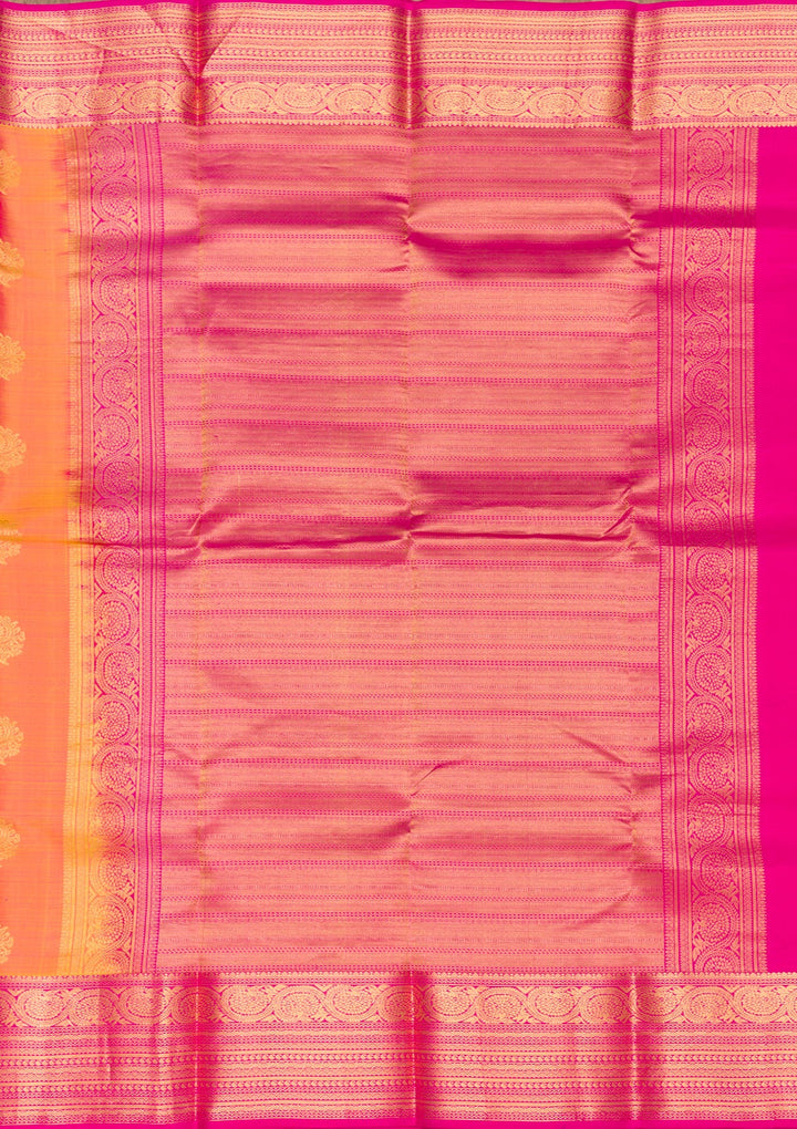 Orange Zariwork Pure Silk Saree-Koskii